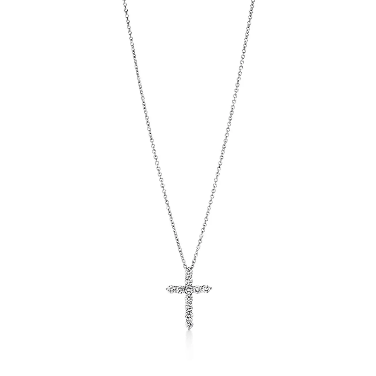Tiffany & Co. Cross pendant in platinum with diamonds, small. | ^ Necklaces & Pendants|Platinum Jewelry