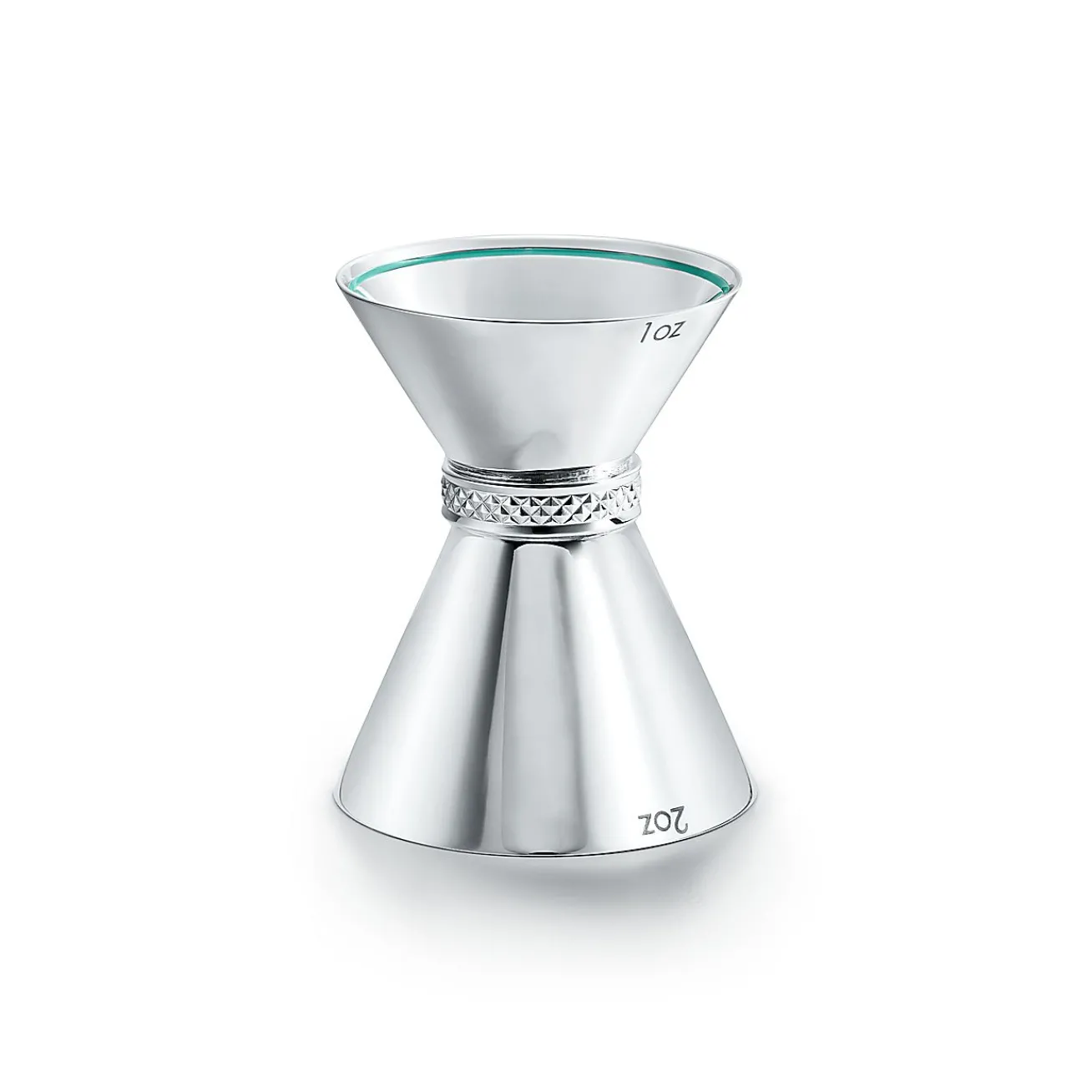 Tiffany & Co. Diamond Point jigger in sterling silver with a Tiffany Blue® accent. | ^ Him|Gifts for Him