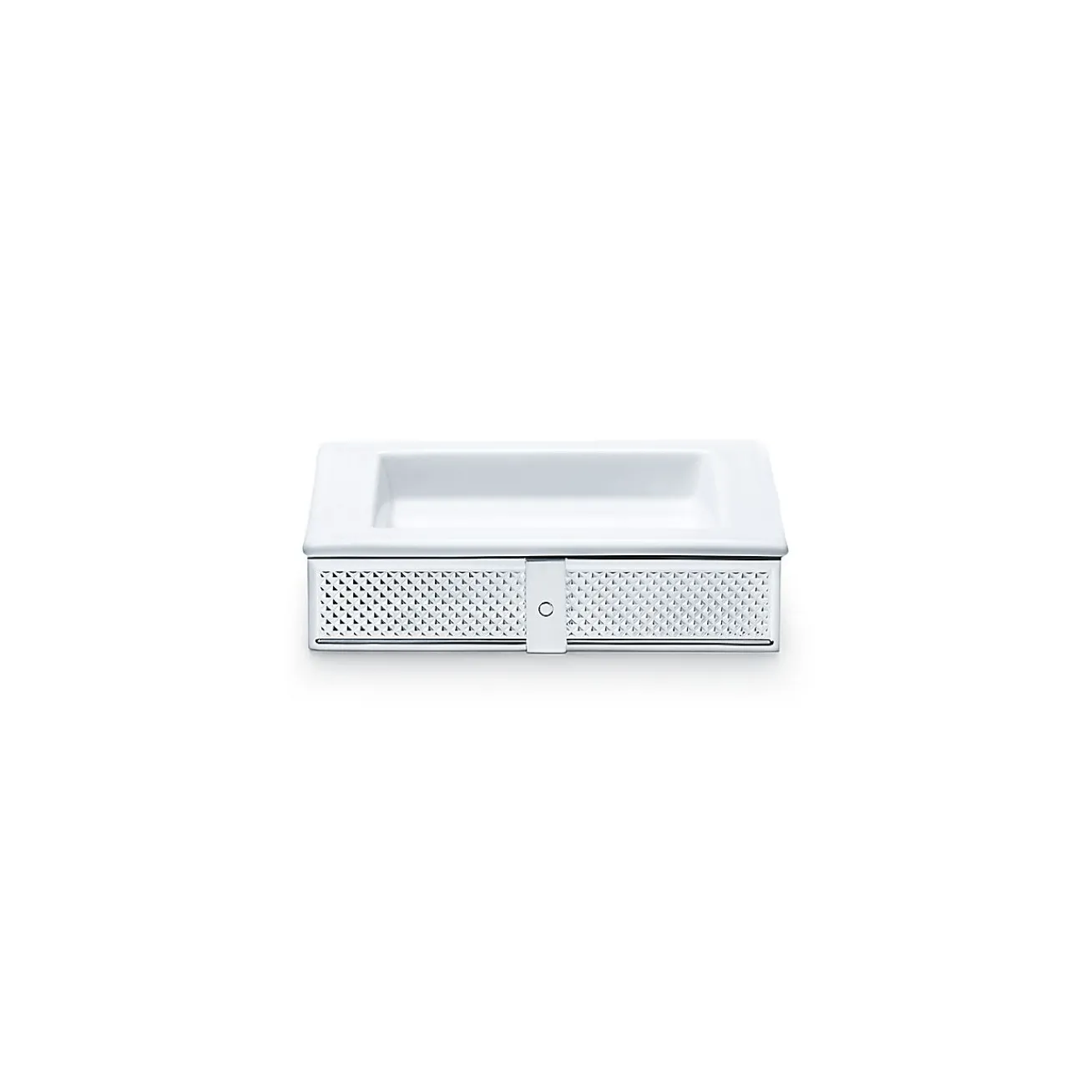 Tiffany & Co. Diamond Point square dish in white porcelain and sterling silver. | ^ The Home|Housewarming Gifts