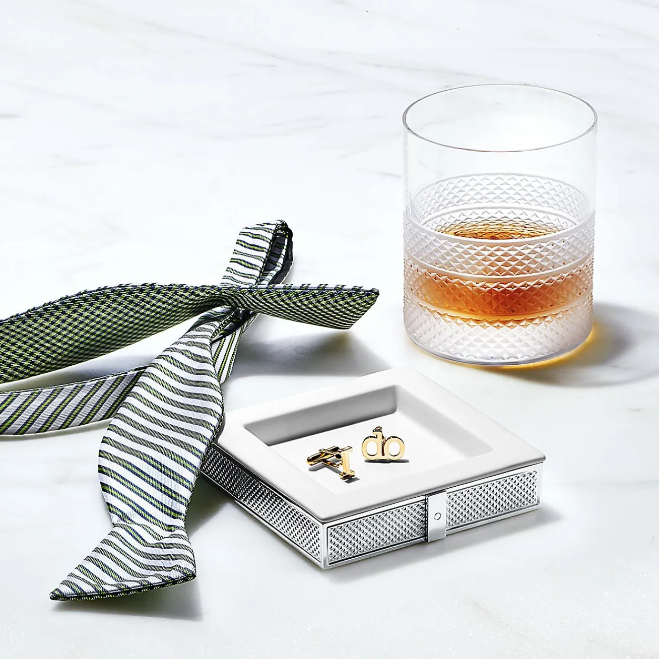 Tiffany & Co. Diamond Point square dish in white porcelain and sterling silver. | ^ The Home|Housewarming Gifts