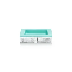 Tiffany & Co. Diamond Point square dish in Tiffany Blue® porcelain and sterling silver. | ^ Tiffany Blue® Gifts|Business Gifts