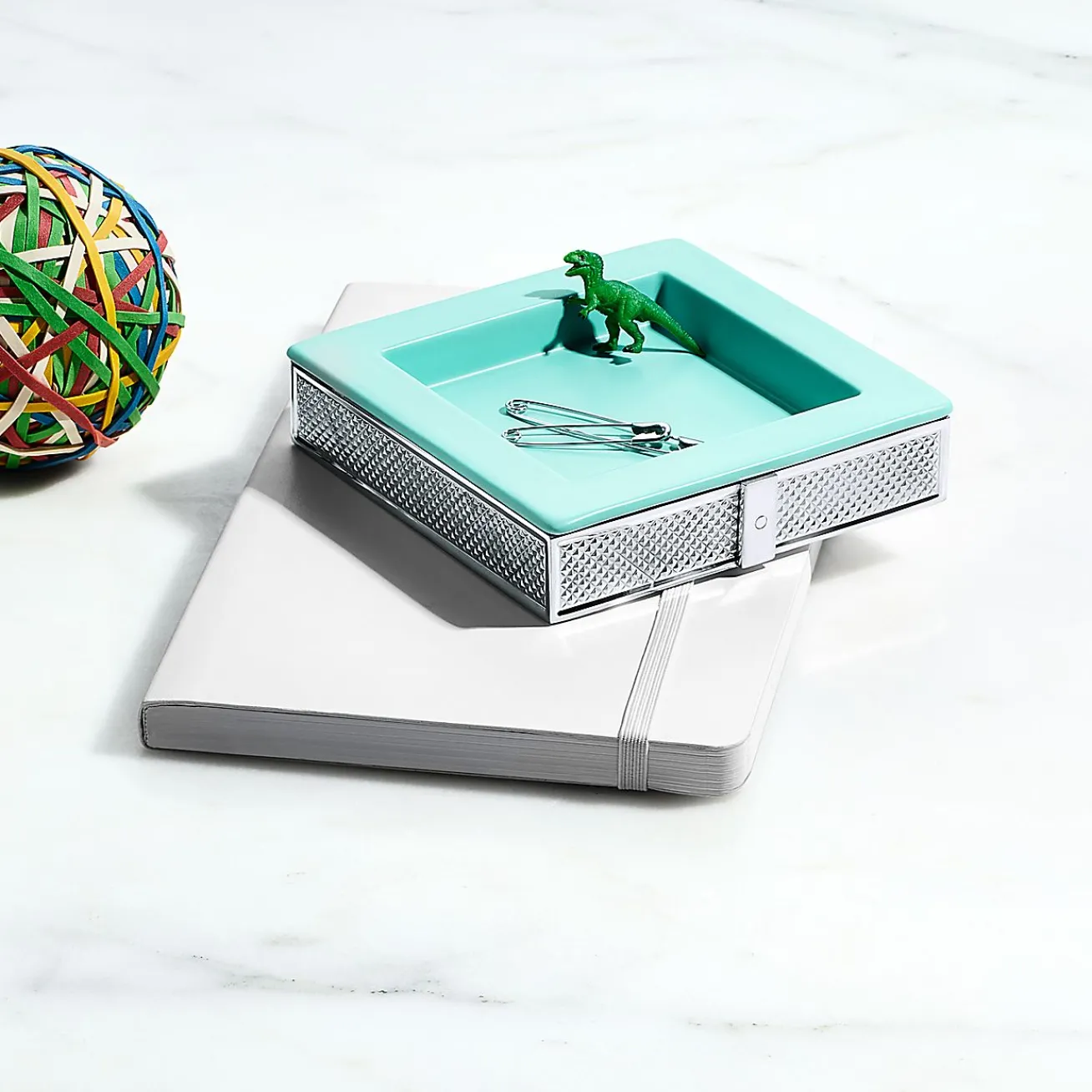 Tiffany & Co. Diamond Point square dish in Tiffany Blue® porcelain and sterling silver. | ^ Tiffany Blue® Gifts|Business Gifts