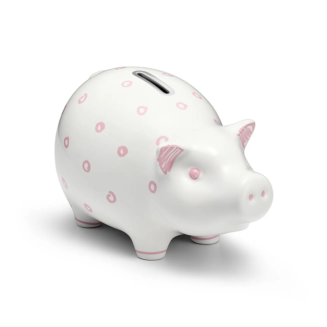 Tiffany & Co. Dot piggy bank in earthenware with pink accents. | ^ Baby|Baby