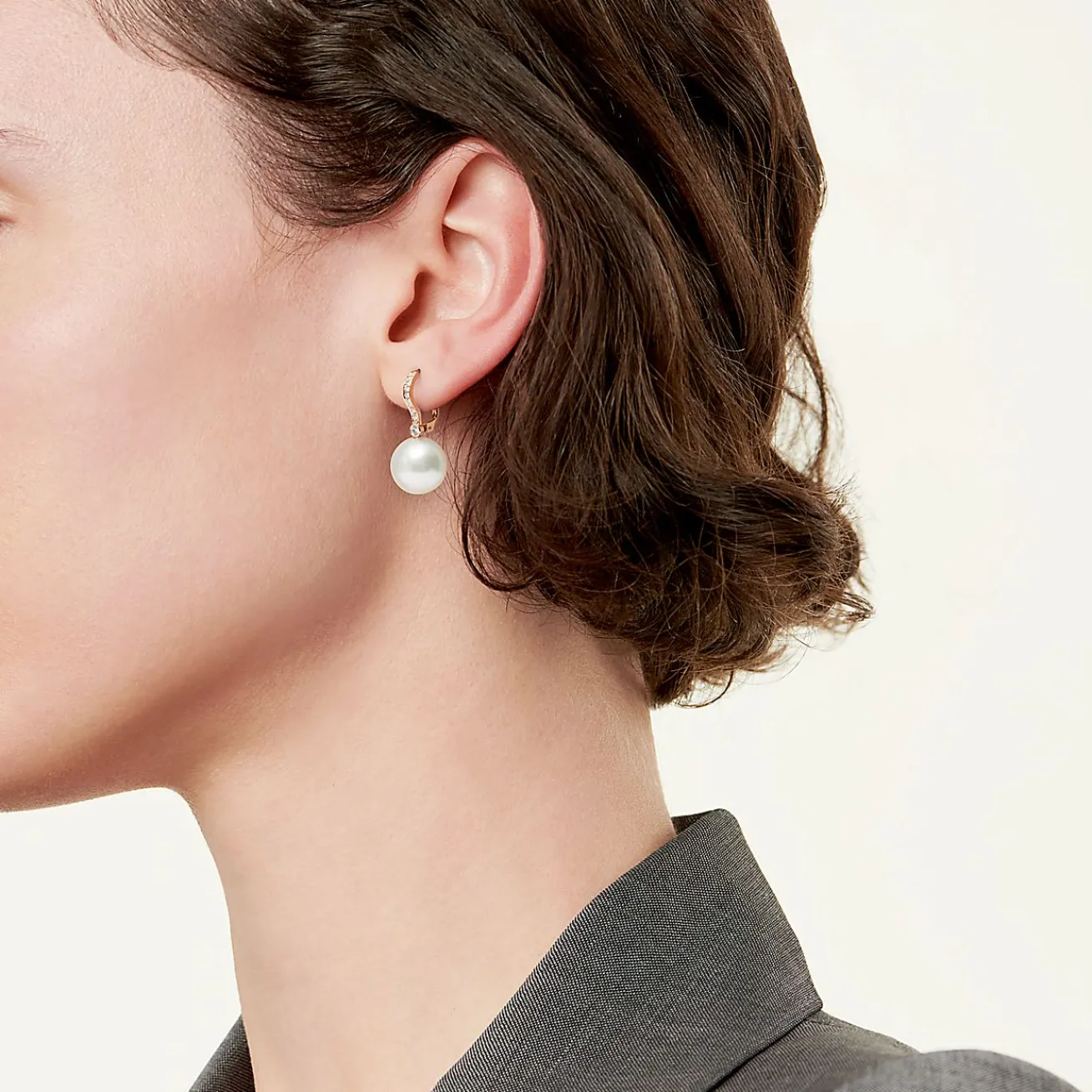 Tiffany & Co. Earrings in 18k rose gold with South Sea cultured pearls and diamonds. | ^ Earrings|Rose Gold Jewelry