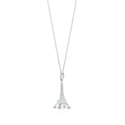 Tiffany & Co. Eiffel Tower charm in sterling silver on a chain. | ^ Sterling Silver Jewelry