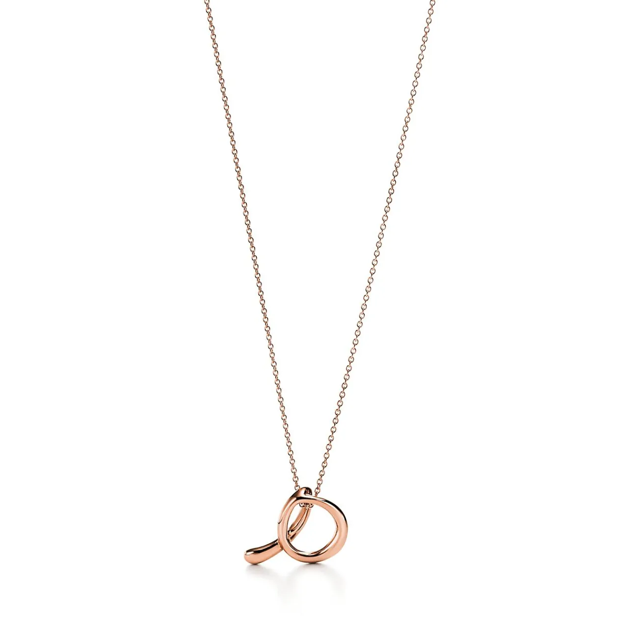 Tiffany & Co. Elsa Peretti® Alphabet pendant in 18k rose gold. Letters A-Z available. | ^ Necklaces & Pendants|Rose Gold Jewelry
