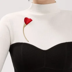 Tiffany & Co. Elsa Peretti® Amapola Brooch in Yellow Gold with Diamonds and Red Silk | ^ Brooches|Elsa Peretti®