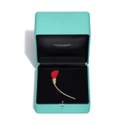 Tiffany & Co. Elsa Peretti® Amapola Brooch in Yellow Gold with Red Silk | ^ Brooches
