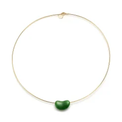 Tiffany & Co. Elsa Peretti® Bean® design Wire Necklace in Yellow Gold with Green Jade, 20 mm | ^ Necklaces & Pendants|Gold Jewelry