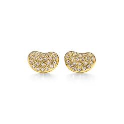 Tiffany & Co. Elsa Peretti® Bean® design Earrings in Yellow Gold with Pavé Diamonds, 9 mm | ^ Earrings|Gold Jewelry