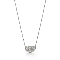 Tiffany & Co. Elsa Peretti® Bean® design Pendant in Platinum with Pavé Diamonds, 18 mm | ^ Necklaces & Pendants|Platinum Jewelry