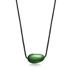 Tiffany & Co. Elsa Peretti® Bean® design Pendant with Green Jade, 29 x 50 mm | ^ Necklaces & Pendants|Colored Gemstone Jewelry