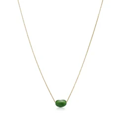 Tiffany & Co. Elsa Peretti® Bean® design Pendant in Yellow Gold with Green Jade, 9 mm | ^ Necklaces & Pendants|Gold Jewelry