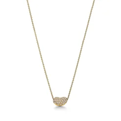 Tiffany & Co. Elsa Peretti® Bean® design Pendant in Yellow Gold with Pavé Diamonds, 12 mm | ^ Necklaces & Pendants|Gold Jewelry