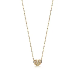 Tiffany & Co. Elsa Peretti® Bean® design Pendant in Yellow Gold with Pavé Diamonds, 6.5 mm | ^ Necklaces & Pendants|Gold Jewelry