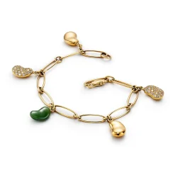 Tiffany & Co. Elsa Peretti® Bean® design Bracelet in Yellow Gold with Diamonds and Green Jade | ^ Bracelets|Gold Jewelry