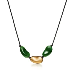 Tiffany & Co. Elsa Peretti® Bean® design Necklace in Yellow Gold with Green Jade, 29 x 50 mm | ^ Necklaces & Pendants|Gold Jewelry