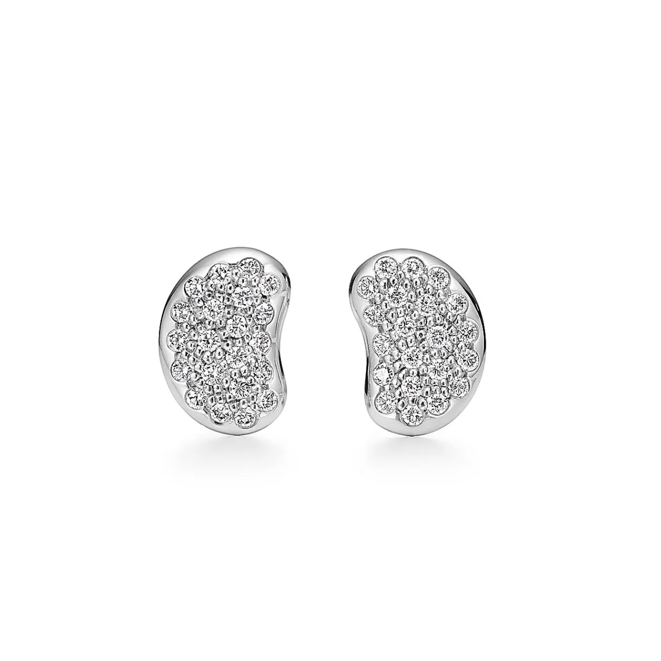 Tiffany & Co. Elsa Peretti® Bean® design Earrings in Platinum with Diamonds, 9 mm | ^ Earrings|Platinum Jewelry