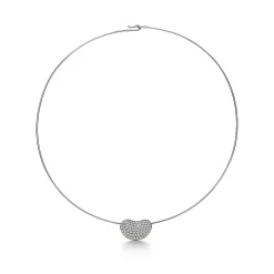 Tiffany & Co. Elsa Peretti® Bean® design Wire Necklace in Platinum with Pavé Diamonds, 20 mm | ^ Necklaces & Pendants|Platinum Jewelry