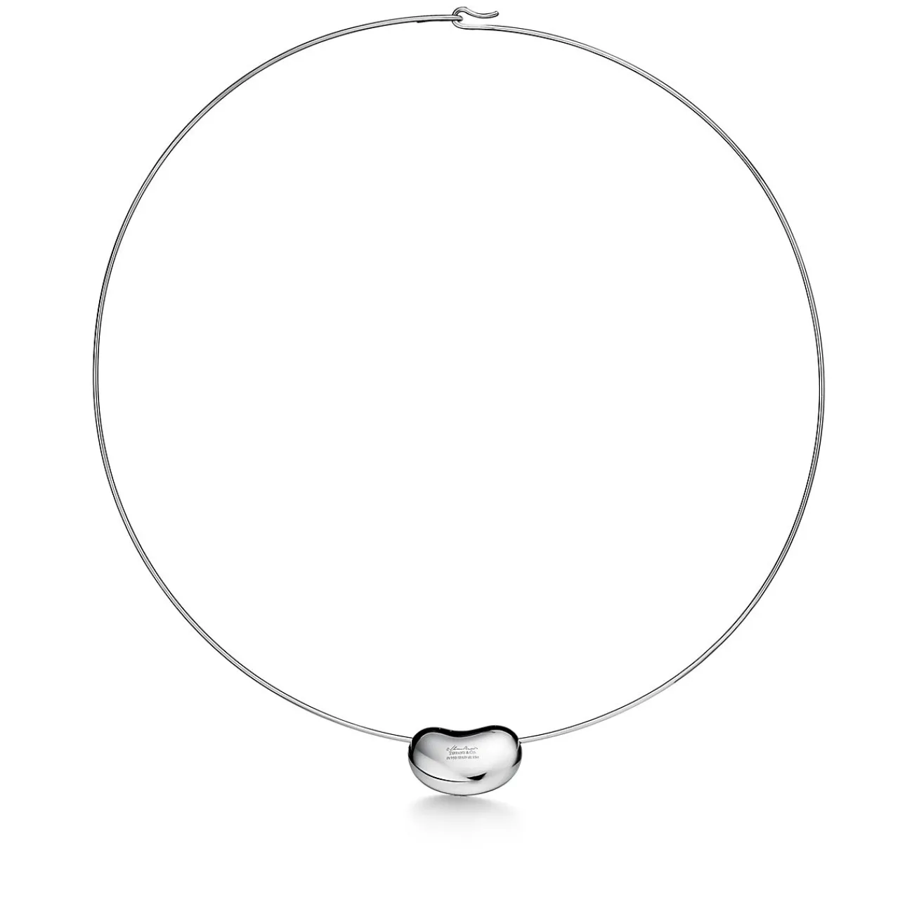 Tiffany & Co. Elsa Peretti® Bean® design Wire Necklace in Platinum with Pavé Diamonds, 20 mm | ^ Necklaces & Pendants|Platinum Jewelry