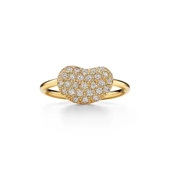 Tiffany & Co. Elsa Peretti® Bean® design Wire Ring in Yellow Gold with Pavé Diamonds, 12 mm | ^ Rings|Gold Jewelry