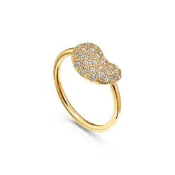 Tiffany & Co. Elsa Peretti® Bean® design Wire Ring in Yellow Gold with Pavé Diamonds, 12 mm | ^ Rings|Gold Jewelry