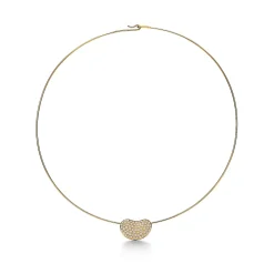 Tiffany & Co. Elsa Peretti® Bean® design Wire Necklace in Gold with Pavé Diamonds, 20 mm | ^ Necklaces & Pendants|Gold Jewelry