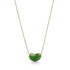 Tiffany & Co. Elsa Peretti® Bean® design Pendant in Yellow Gold with Green Jade, 18 mm | ^ Necklaces & Pendants|Gold Jewelry