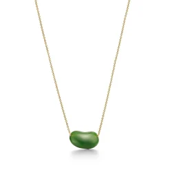 Tiffany & Co. Elsa Peretti® Bean® design Pendant in Yellow Gold with Green Jade, 18 mm | ^ Necklaces & Pendants|Gold Jewelry