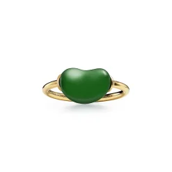 Tiffany & Co. Elsa Peretti® Bean® design Ring in Yellow Gold with Green Jade, 12 mm | ^ Rings|New Jewelry