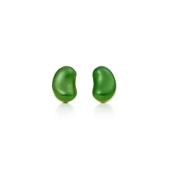 Tiffany & Co. Elsa Peretti® Bean® design earrings in 18k gold and green jade. | ^ Earrings|Gold Jewelry