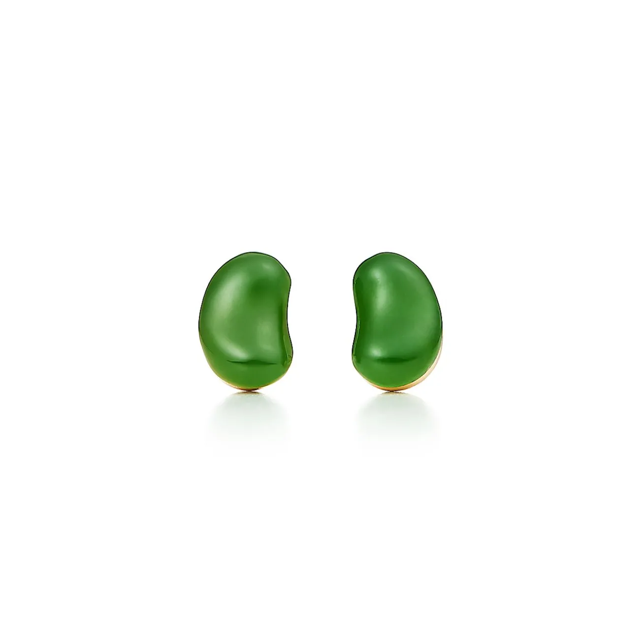 Tiffany & Co. Elsa Peretti® Bean® design earrings in 18k gold and green jade. | ^ Earrings|Gold Jewelry