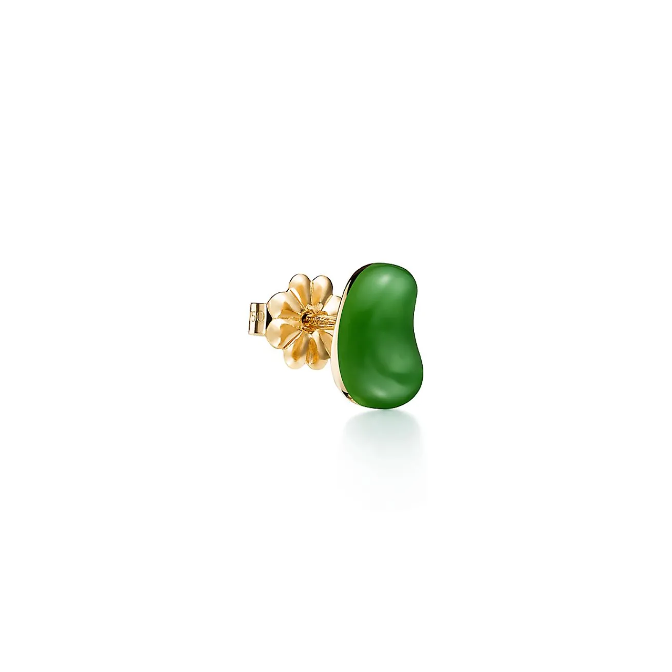 Tiffany & Co. Elsa Peretti® Bean® design earrings in 18k gold and green jade. | ^ Earrings|Gold Jewelry