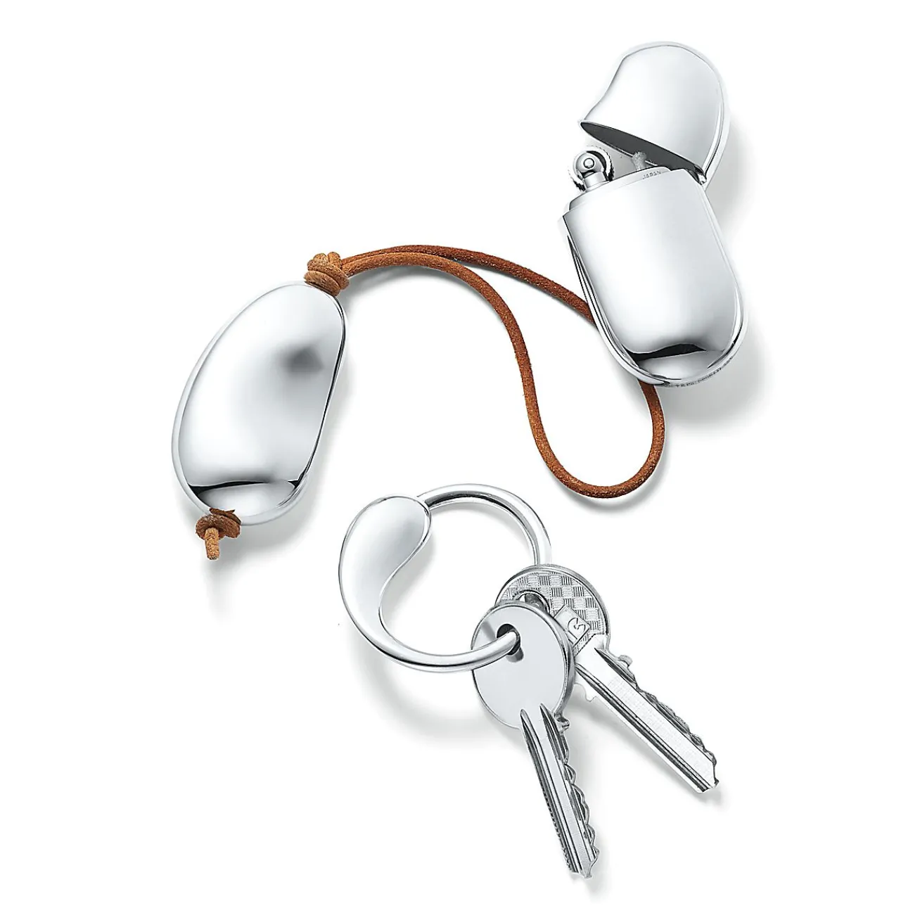 Tiffany & Co. Elsa Peretti® Bean® key ring in sterling silver with leather. | ^ Key Rings|Accessories