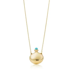 Tiffany & Co. Elsa Peretti® Bottle round bottle pendant in 18k gold with a turquoise stopper. | ^ Necklaces & Pendants|Gold Jewelry