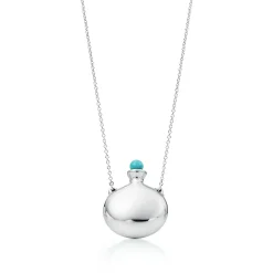 Tiffany & Co. Elsa Peretti® Bottle round bottle pendant in silver with a turquoise stopper. | ^ Necklaces & Pendants|Sterling Silver Jewelry