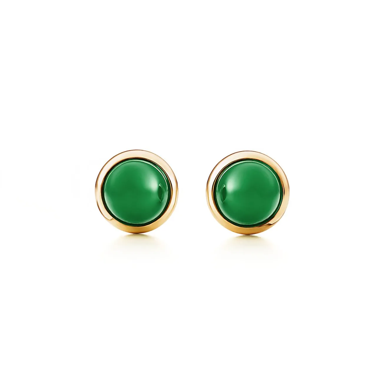 Tiffany & Co. Elsa Peretti® Cabochon earrings in 18k gold with green jade. | ^ Earrings|Gold Jewelry