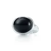 Tiffany & Co. Elsa Peretti® Cabochon ring in sterling silver with black jade, 19 mm wide. | ^ Rings|Sterling Silver Jewelry