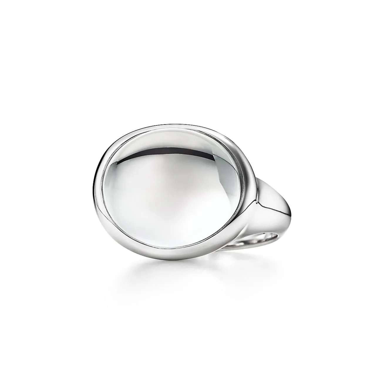 Tiffany & Co. Elsa Peretti® Cabochon ring in sterling silver with rock crystal, 15.5 mm wide. | ^ Rings|Sterling Silver Jewelry