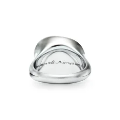 Tiffany & Co. Elsa Peretti® Cabochon ring in sterling silver with rock crystal, 15.5 mm wide. | ^ Rings|Sterling Silver Jewelry