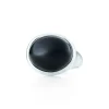 Tiffany & Co. Elsa Peretti® Cabochon ring in sterling silver with black jade, 15.5 mm wide. | ^ Rings|Sterling Silver Jewelry