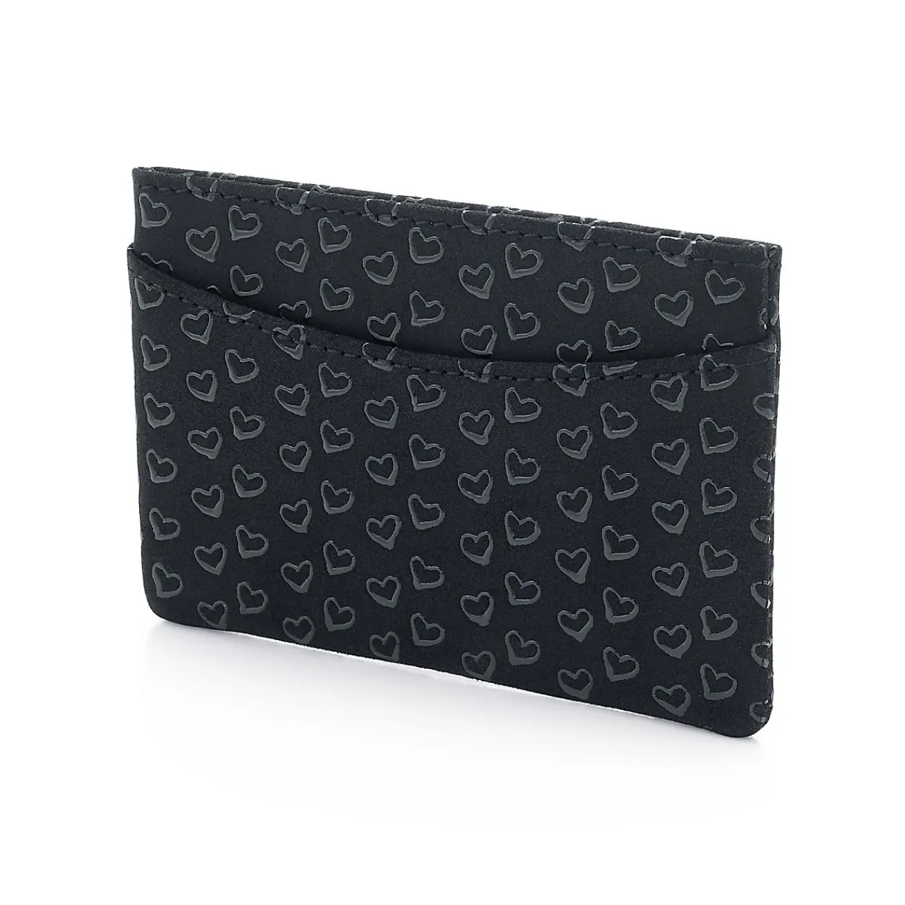 Tiffany & Co. Elsa Peretti® card case in black leather with lacquered Open Hearts. | ^Women Small Leather Goods|Women's Accessories