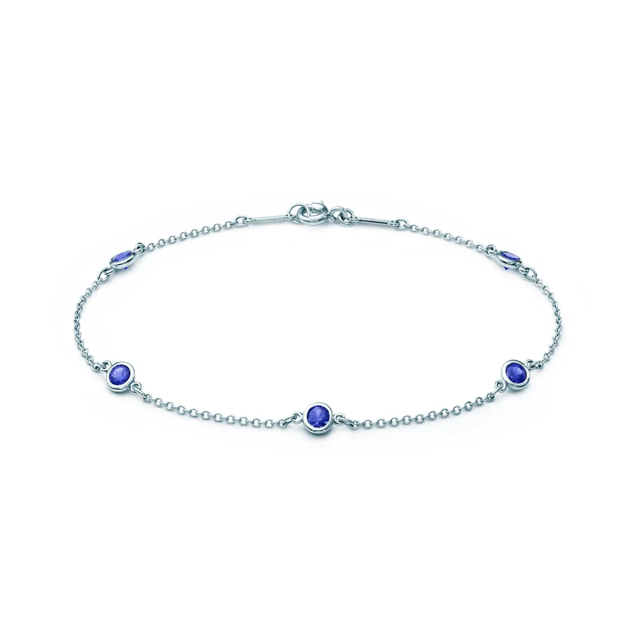Tiffany & Co. Elsa Peretti® Color by the Yard bracelet in platinum with sapphires. | ^ Bracelets|Platinum Jewelry
