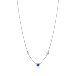 Tiffany & Co. Elsa Peretti® Color by the Yard necklace in platinum with sapphire and diamonds. | ^ Necklaces & Pendants|Platinum Jewelry