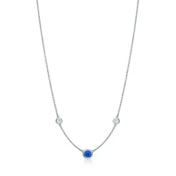 Tiffany & Co. Elsa Peretti® Color by the Yard necklace in platinum with sapphire and diamonds. | ^ Necklaces & Pendants|Platinum Jewelry
