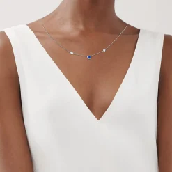 Tiffany & Co. Elsa Peretti® Color by the Yard necklace in platinum with sapphire and diamonds. | ^ Necklaces & Pendants|Platinum Jewelry