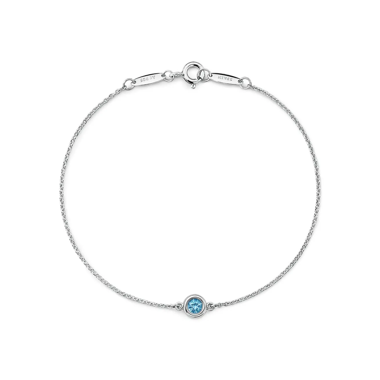 Tiffany & Co. Elsa Peretti® Color by the Yard bracelet in sterling silver with an aquamarine. | ^ Bracelets|Sterling Silver Jewelry