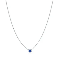 Tiffany & Co. Elsa Peretti® Color by the Yard Pendant in Platinum with a Sapphire | ^ Necklaces & Pendants|Dainty Jewelry