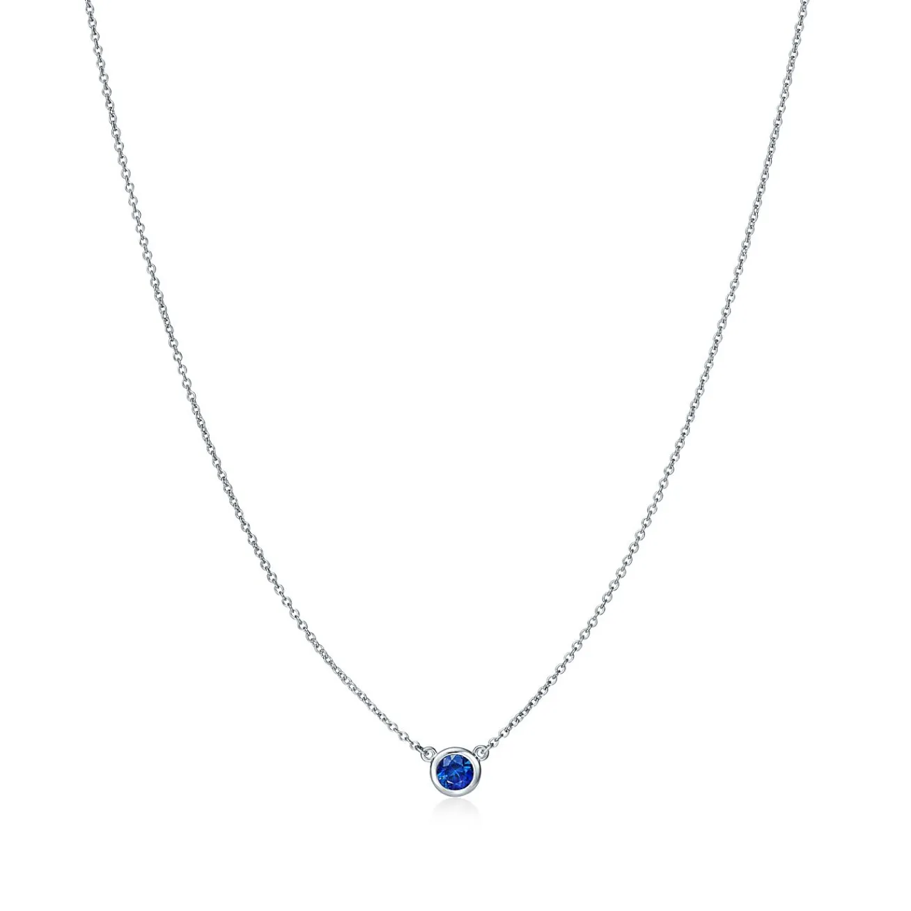 Tiffany & Co. Elsa Peretti® Color by the Yard Pendant in Platinum with a Sapphire | ^ Necklaces & Pendants|Dainty Jewelry