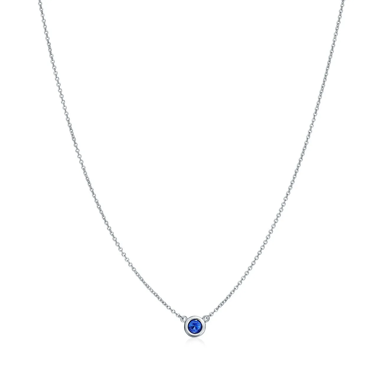 Tiffany & Co. Elsa Peretti® Color by the Yard Pendant in Platinum with a Sapphire | ^ Necklaces & Pendants|Dainty Jewelry